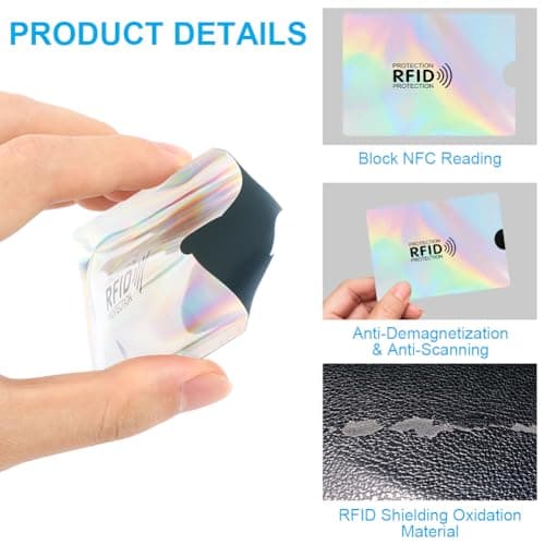 DiULi RFID Card Holder,10PCS RFID Blocking Card Sleeves for Women Men, Anti-Theft NFC Blocker Sleeves for Debit Cards, Passport & ID Protection, Secure Holder for Wallets & Travel,Silver — view 3