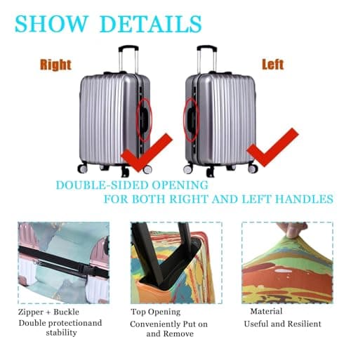 Chickwin Elastic Suitcase Cover, Turtle Print Travel Suitcase Covers 18-32 Inch Protectors Washable Anti-Scratch Trolley Case Luggage Protective (Cyan Turquoise,XL) — view 5