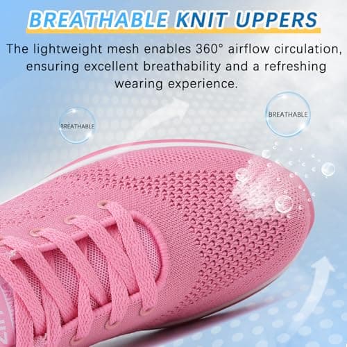 Running Shoes Womens Trainers Walking Shoes Air Cushion Athletic Sneakers Ladies Breathable Mesh Sport Sneakers Lightweight Non Slip Casual Tennis Workout Jogging Gym Trainers Pink — view 3