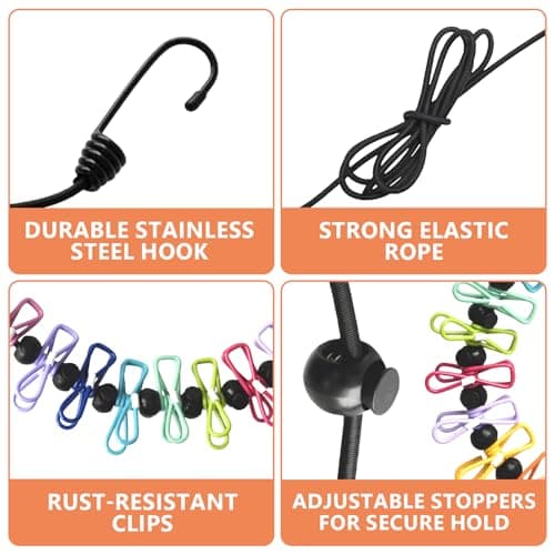 Magnetic Clothesline for Cruise Ship Retractable Portable Clothesline for Travel Travel Clothes line for Cruise Ship Essentials 2026 with 12 Clothes Clips and 2 Strong Rubber Coated Non-Scratch Magnet — view 6