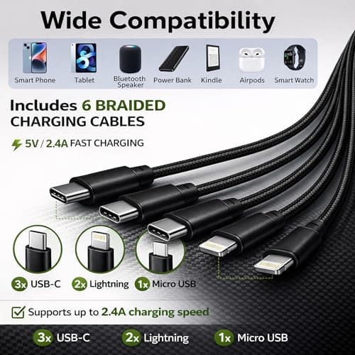 Commercial Wall Mounted Cell Phone Charging Station with 6 Charging Cables — view 5