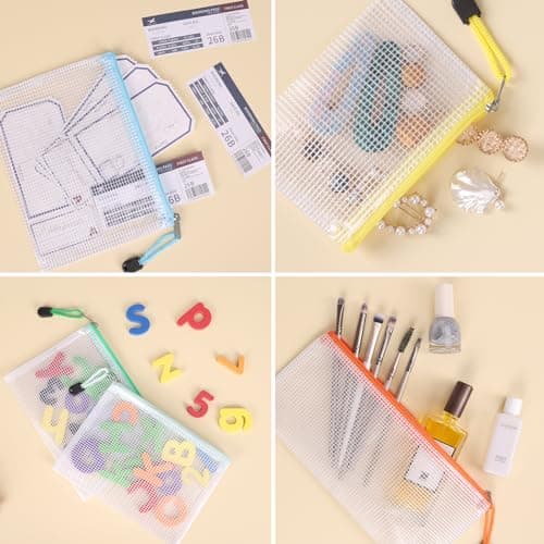 EOOUT 20pcs Mesh Zipper Pouch, Waterproof Zipper Bags, 8 Sizes Plastic Travel Pouch, 10 Colors, Multipurpose for Board Game, Travel Storage, School Supplies, Office Appliances, Home Organize — view 5