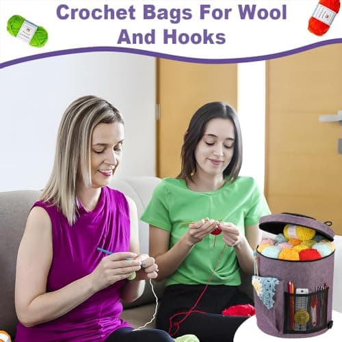 Lighterday Portable Craft Bag for Knitting & Crochet Accessories, Wool & Yarn Storage (Grey) — view 6