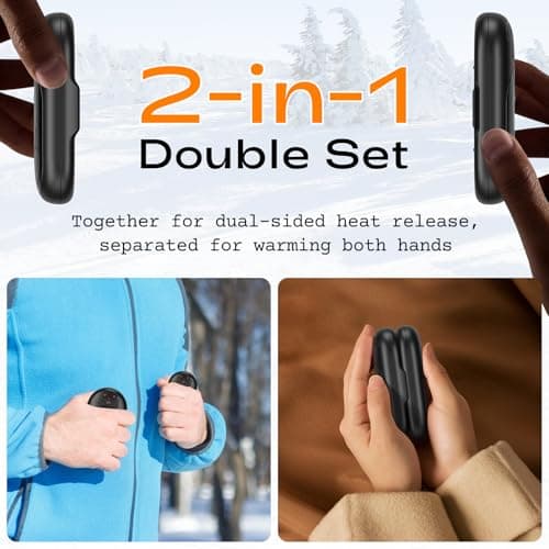 Lepwings Rechargeable Hand Warmers 2 Pack, 6000mAh Battery Long Lasting, 3 Levels Heating Electric Pocket Hand Warmer, Winter Gift for Men and Women, Ideal for Golf Hunting Hiking Outdoor Activities — view 2