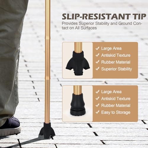 Parlora Folding Cane for Women/Men - Lightweight, Adjustable & Foldable for Elderly and Adults, Mobility Aid with Balance and Anti-Slip Tip, Compact for Travel and Daily Use ( — view 6
