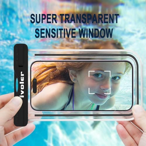 ivoler 4-Pack Waterproof Phone Pouches, IPX8 Universal Fluorescent Design Underwater Dry Bags for Swimming for iPhone 17/16/15 Pro Max, Samsung S26 Ultra (Up to 7")-Black+White+Rose Red+Lime Green — view 4