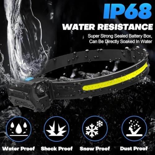 【2 Pack】Head Torch Rechargeable, Super Bright 230° Wide Beam Headtorch — view 6