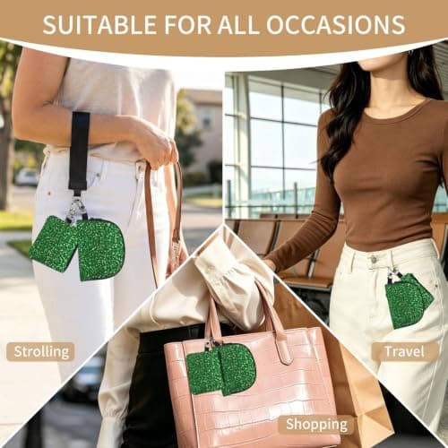 ERCgad Green Sequin Sparkle Print Wrist Strap Outdoor Sports Bag Unisex Fitness Accessory Running Travel Gift — view 6