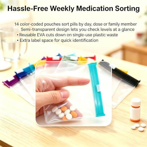 14 Pcs Multicoloured Reusable Mini Pill Pouch Bags for Travel — view 3