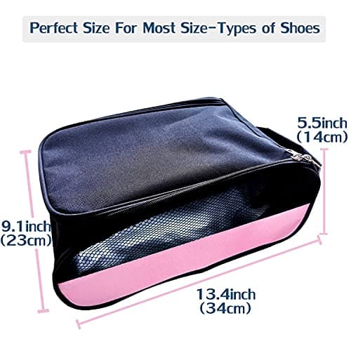 Getfitsoo Golf Shoe Bag, Golf Shoes Bags Men/Women Outdoor Zippered Carrier Bags with Ventilation Sport Shoes Bag Travel Shoe Bags, Light Pink, Common — view 6