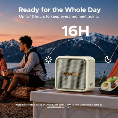 DOOGEEEco Field Pulse Portable Speaker, 20W Powerful Wireless Speakers, IP67 Waterproof Portable Speakers Wireless, 16H Playtime, TWS Stereo, AUX TF USB for Outdoor Camping Travel - Beige — view 6