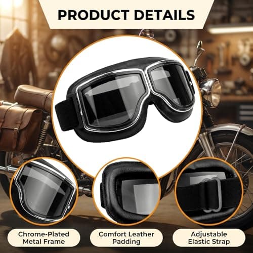 Gaomumu Vintage Ski Goggles, Outdoor Sports Protective Goggles,Full Rim Frame with Comfortable Foam Padding, Adjustable Strap Goggle, for Skiing, Cycling, and Motorcycling — view 3