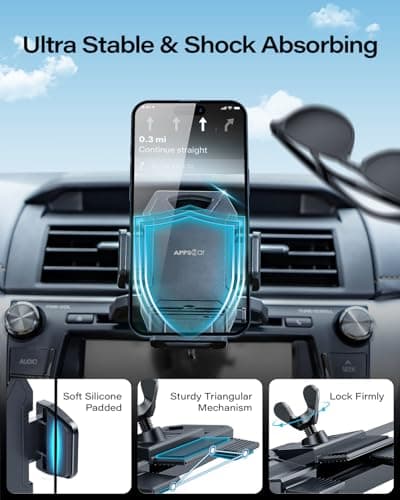 APPS2Car Car Phone Holder，CD Slot Phone Holder,360° Rotation Car Phone Mount,CD Holder Compatible 4.0''-7.0'' Smartphones — view 3