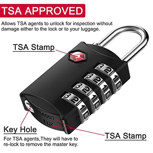 ZHEGE Suitcase Lock, TSA Approved Luggage Lock (Black) — view 3