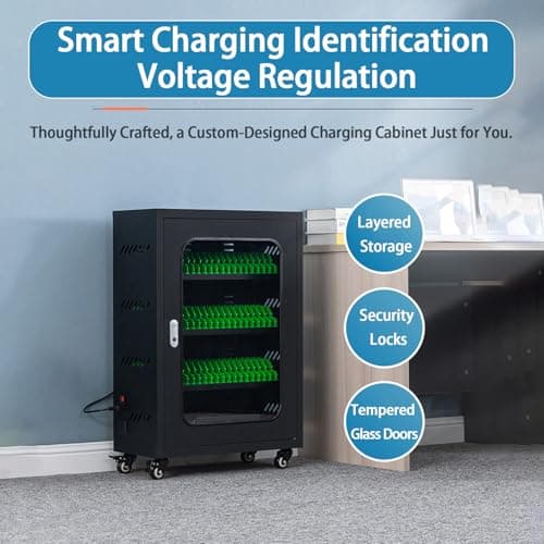 Mobile Phone Storage Locker with Charger Rechargeable 360° Universal Wheels Combination Lock for iPads & Mobile Phones - Portable White Locker with Wheels (6-Bit) — view 5