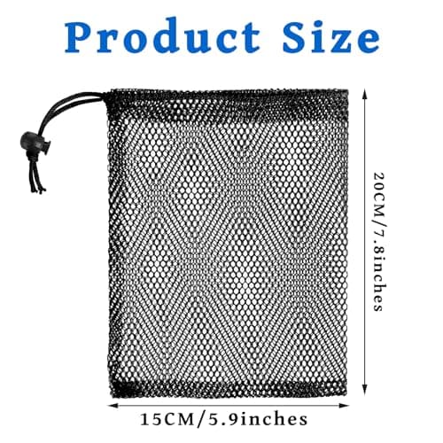 Oruola 6pcs Small Mesh Laundry Bags with Cord Lock - Drawstring Bags (3 Black, 3 White), for Golf Stuff, Little Toys, Candy - 20 X 15 Cm — view 2