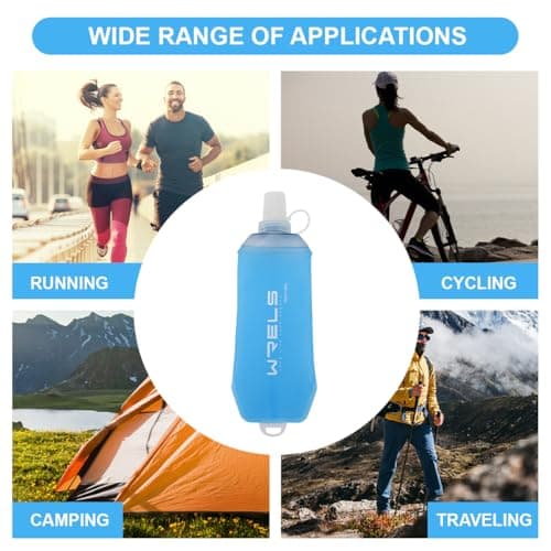 WRELS 200ml/350ml/500ml Collapsible Soft Flask,BPA Free Folding Soft Water Bottle with Hanging Ring,Lightweight TPU Hydration Flask for Running Marathon Cycling Hiking(200ml-2 Packs) — view 6