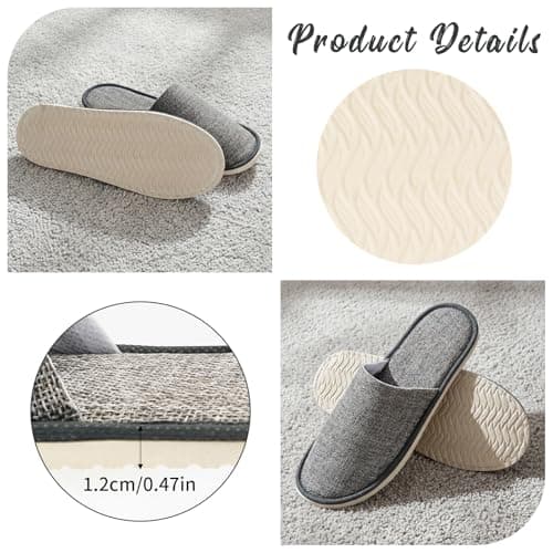 Defresit 12 Pairs Disposable Slippers,hotel slippers multipack, Non-Slip Spa Slippers Portable Indoor Slipper for Guests Hotel Home Travel Wedding Salon, Individually Wrapped — view 6