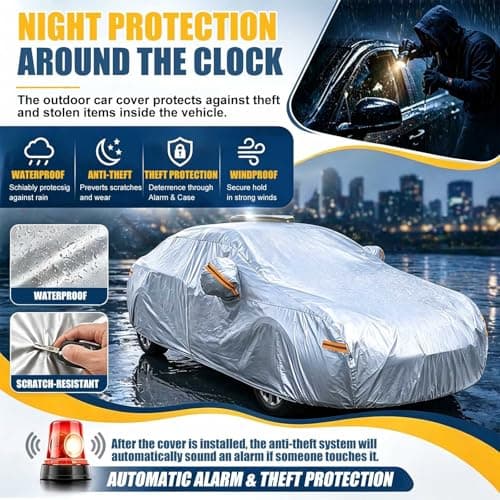 Automatic Car Cover with Remote Control, Solar Charging, Anti-Theft Alarm, UV Sun Protection, Waterproof for Outdoor Travel Use — view 4