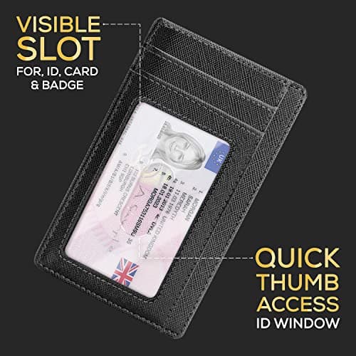 PIRNA Slim Wallet for Men | RFID Blocking Minimalist Credit Card Holder – Thin Card Wallet with Small Money Pocket & Gift Box for Men's in UK, Slim Mens Wallets UK (Black Saffiano Wallet) — view 6