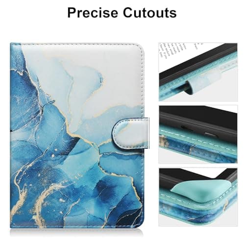 HoYiXi Universal Case for 6.8-7'' Kindle eReader Compatible with Paperwhite/Pocketbook and Tolino/Kobo Clara 2E/Kobo Clara HD,6.8" -7'' eReader Protective Cover with Built-in Card Slot,Dali blue — view 6