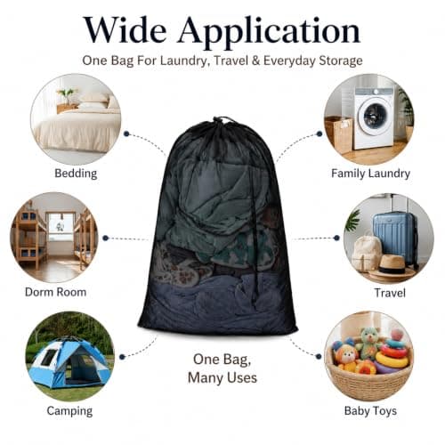2-Pack 70 × 90 cm Large Mesh Laundry Bags for Washing Machine, Black — view 6