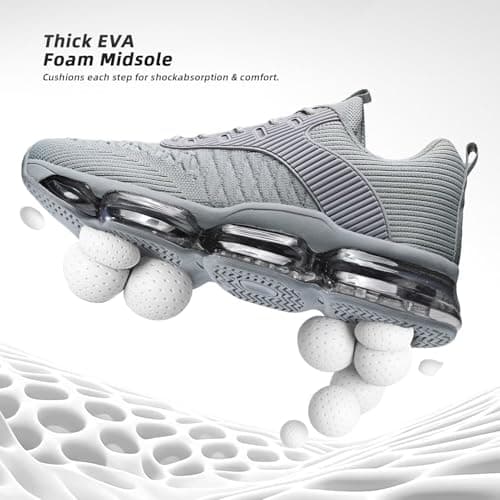 Men's Air Cushion Running Shoes Fashion Sneakers Non Slip Workout Casual Sport Cross Trainers Gym Training Comfortable Walking Shoes Grey — view 6