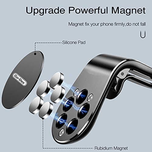 IWIO Car Phone Holder Magnetic Air Vent Phone Clip Mobile/Cell phones compatible with Micromax Canvas Infinity Pro - SILVER — view 2
