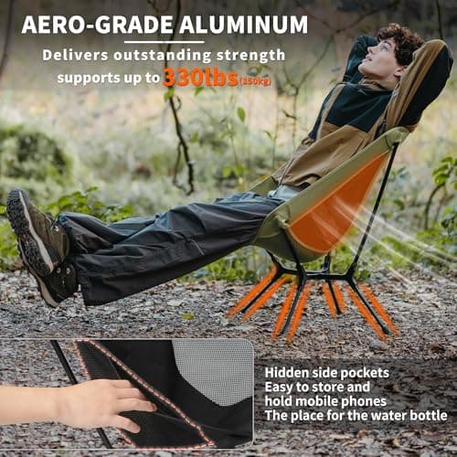 Naturehike YL01 Snap Camping Folding Chair, Lightweight Compact & Portable Backpacking Chair with Storage Bag Compact Folding Camp Garden Picnic Barbecue（Green） — view 6