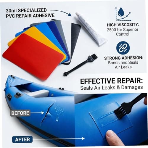 Goutdori Inflatable Repair Kit PVC 30ml Adhesive 6 Patches Brush for Kayaks Air Mattresses Paddle Boards Pools — view 2