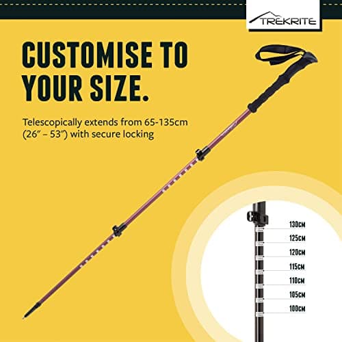 Trekrite Telescopic Walking Poles, 2 Pack Lightweight Hiking Poles with Accessories, Adjustable Trekking Sticks for Men & Women - Made with Aircraft Grade Aluminium from a UK Based Company — view 5