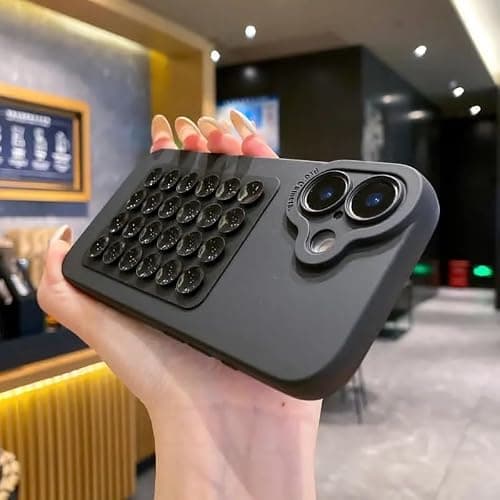 Silicone Sticky Suction Pad Phone Holder – Reusable Anti-Slip Grip Mount for Car, Desk, Wall, or Dashboard, Strong Suction Phone Stand (Black) — view 2