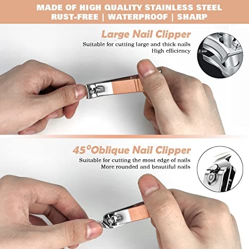 Manicure Set Professional Nail Clippers Kit Pedicure Care Tools with Zipped Bag for Women - 18 in 1 Grooming Tools Kit for Travel & Home（Rose Gold） — view 4