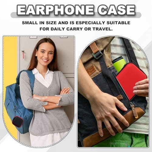 sourcing map Earphone Case EVA Hard Shell Zipper Bags 75x35x75mm Red 2Pcs — view 5