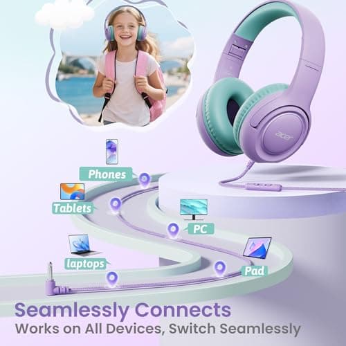Acer Kids Headphones Wired for Kids with 85/94dB Volume Limit, 3.5mm Jack — view 5