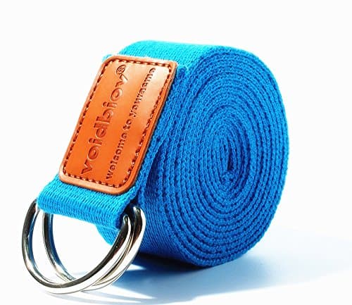 voidbiov D-Ring Buckle Yoga Strap 1.85 or 2.5M, Durable Cotton Adjustable Belt Perfect for Holding Poses, Improving Flexibility and Physical Therapy Blue — view 4