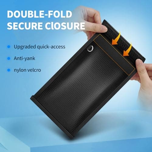 Eongreat Military Grade Faraday Bags for Phones, Fireproof & Waterproof Signal Blocking Pouch for 5G/WiFi/GPS/RFID, Anti-Hacking Go Dark Blocker Bag for Smartphones and Car Keys, 2 Pack (Black) — view 6