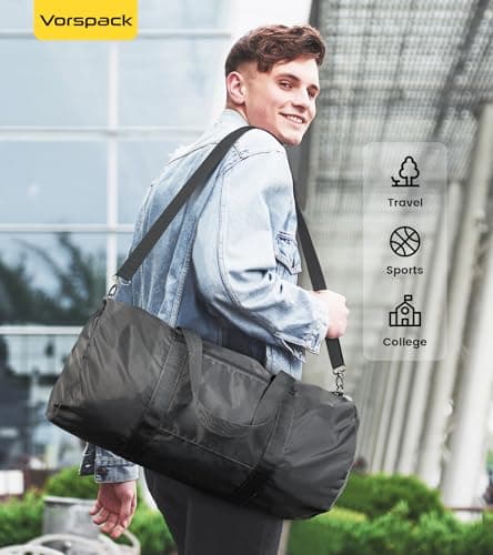 Vorspack 20 Inches Foldable Gym Bag, Lightweight Duffel Bag for Men Women — view 6