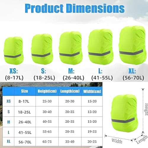 JITIFAZH Backpack Waterproof Cover with Reflective Strap (8-70L), 2 Adjustable Anti Slip Cross Buckle Strap for Outdoor, Hiking, Camping, Traveling, Cycling(Green, XL for 56-70L backpack) — view 5