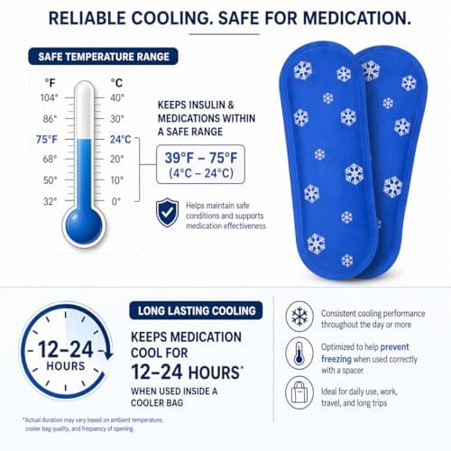 Insulin Cooler Ice Pack, Reusable Gel Ice Packs for Diabetic Insulin & Medication Travel| Non-Toxic, Leak-Proof & TSA-Friendly Cooling Packs| Keeps Insulin Safe with Medicine Cooler Bag, Pack of 2 — view 3