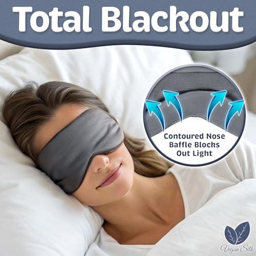 Vegan Silk - Sleep Mask - Dark Gray, 100% Viscose Derived from Bamboo - Lightweight Eye Mask with Adjustable Strap - Blackout Sleeping Blindfold for Women & Men - Comfortable Light Blocking Eye Cover — view 6