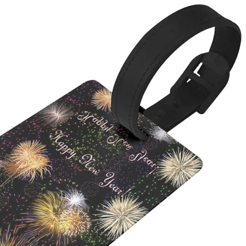 Happy New Year Print Pack Luggage Tag with Name Id Card,Secure Travel Suitcase Bag Baggage Tag Labels — view 3
