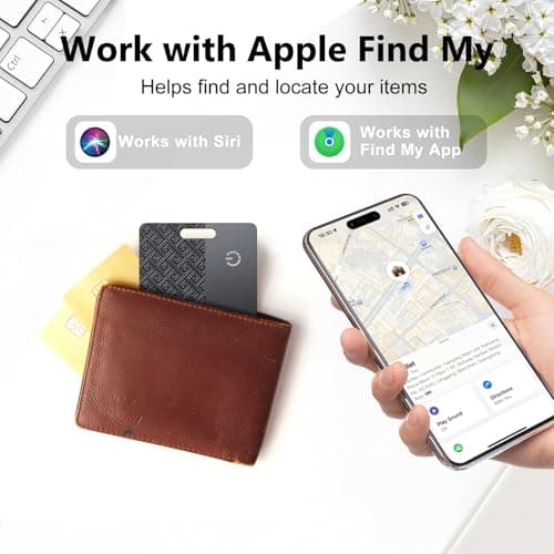 Wallet Tracker Card 2-Pack: 1.7mm Ultra-Slim Tracker Tag Works with Apple Find My(IOS only), Rechargeable Battery, Smart Finder, IP68, Bluetooth Card For Wallet, Passports, Luggage Tags, Purse (Black) — view 2