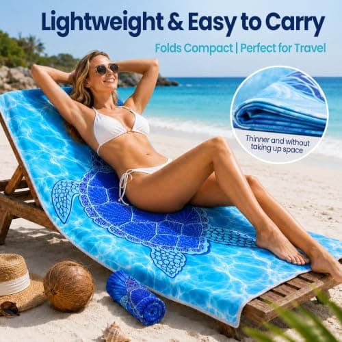 KUIYU 2PCS Microfiber Beach Towels 180x90cm Extra Large — view 5