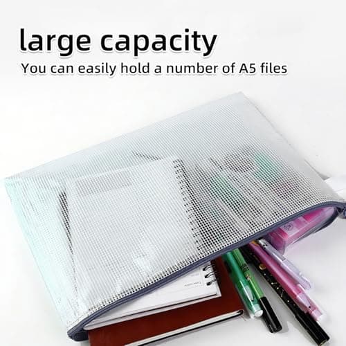 A5 Zip Wallets,5Pack Waterproof Plastic Zip Folders with Secure Zippers Bags, Easy to Classify Multicoloured Document Bag,Ideal for School, Office, Travel, Documents and Tool Storage — view 4