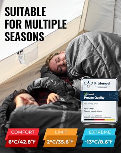 KingCamp XXL Extra Wide Cotton Sleeping Bag for Adults Classic Black — view 3