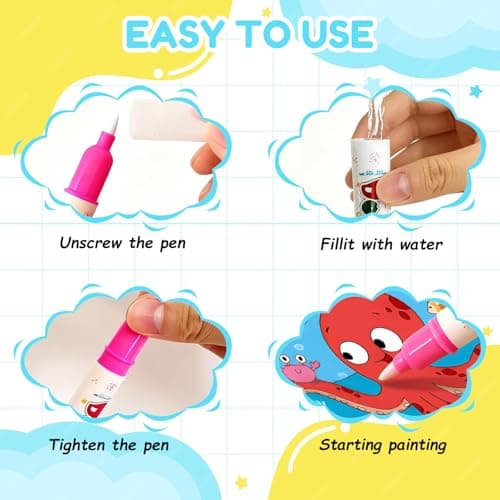 2Pcs Mess Free Water Colouring Books, Magic Water Doodle Painting Book — view 3