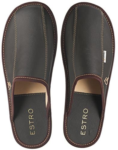 ESTRO Mens Slippers Men House Shoes Leather Home Mule Men's Slipper Memory Sole Frost (8 UK, Cocoa) — view 3