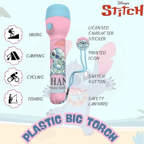 SRV Hub LED Torch for Kids | Disney Stitch Flashlight with Wrist Strap | Cute Handheld Big Torch for Boys & Girls | Portable LED Light for Camping, School, Night Use | Stitch Gifts Age 3+ — view 4