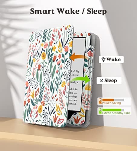 MoKo Case for 7"/6.8" Kindle Paperwhite(12th/11th Gen-2024/2021), Flowers — view 5